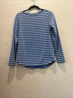 Fat Face Blue and White Striped Crew Neck Top